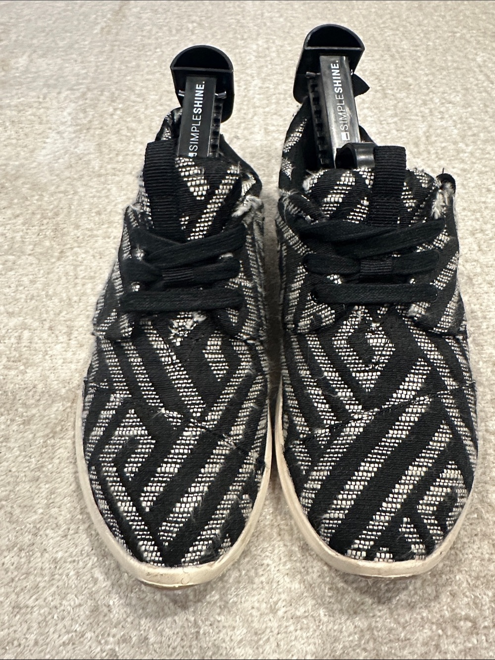 Toms Black & White Geometric Knit Sneakers